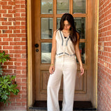 Sleeveless set in beige