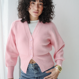 Cropped Knit Cardigan-Pink