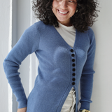 Longline Knit Cardigan-Blue