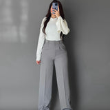 Wide Leg pants-Gray 2