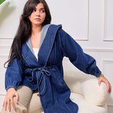 hooded denim jacket - blue