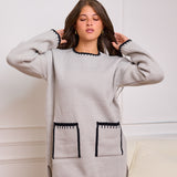 Knit Set with Front Pockets - Gray