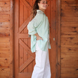 Bloom Linen shirt- Pastel Mint