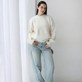 Soft Rib Knit Sweater- Off white