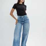 City Flow Wide Leg Jeans-Blue