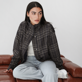 Vintage Plaid Jacket-Navy