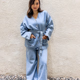 Light blue v-denim set