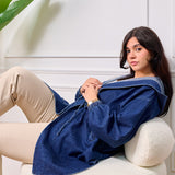 hooded denim jacket - blue