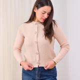 Gold Button Knit Cardigan- Beige