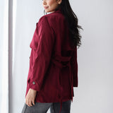 Half Trench coat in burgundy