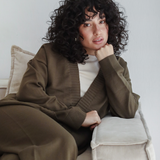 Open Cardigan Knit Set-Olive
