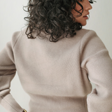 Cropped Knit Cardigan-Caffee