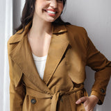 Half Trench coat in havana brown