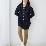 Longline Denim Shirt- navy