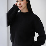 Soft Rib Knit Sweater- Black