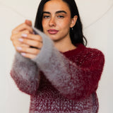 Warm Blend Sweater- Burgundy&Gray