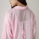 Open Back Lace Shirt- pink