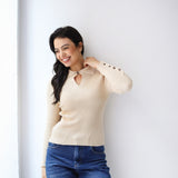 Grace Collar Knit top in beige