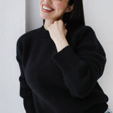 Soft Rib Knit Sweater- Black