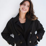 cropped trench coat - Black