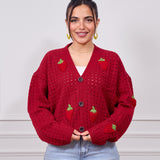 Cropped Strawberry Sweater-Red