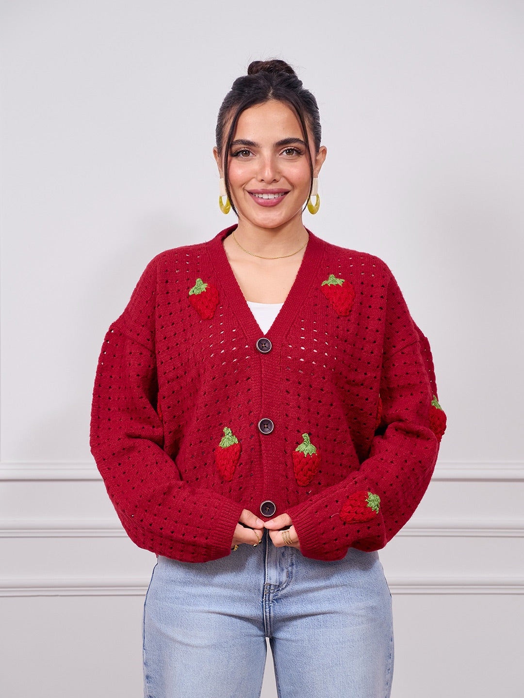 Cropped Strawberry Sweater