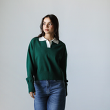 Collar Knit Sweater-Olive