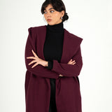 Wool Hooded coat-Burgundy