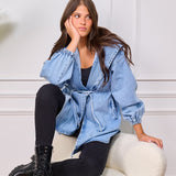 hooded denim jacket - Light blue