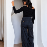 Plaid formal Pants-Dark Gray