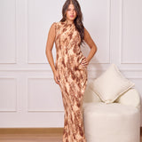 Marble Maxi Dress - Brown