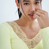 Lace V-Neck Long Sleeve Top