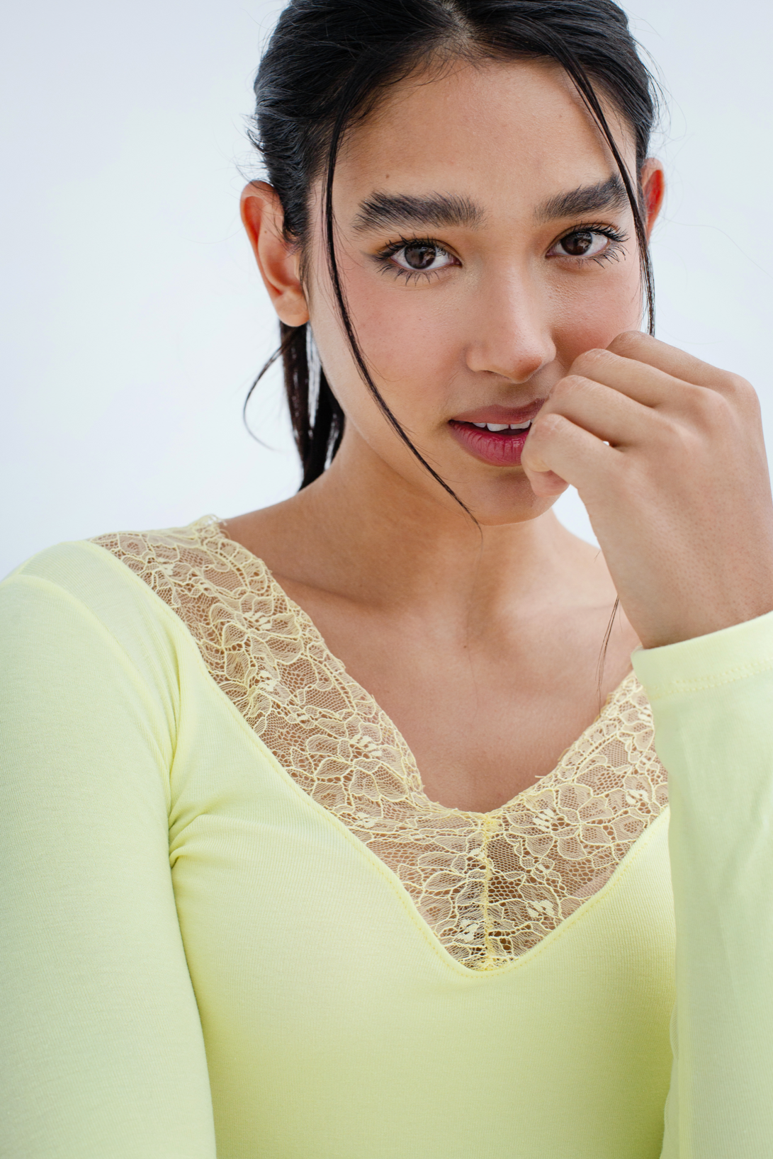 Lace V-Neck Long Sleeve Top