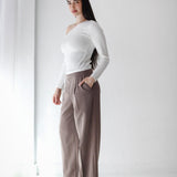 Loose Fit Pants-Brown