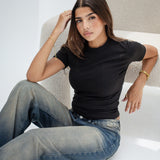 Folded Washed Denim Pants