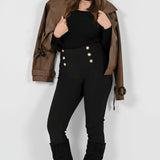 BUTTON LEGGINGS- Black