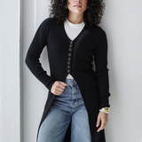 Longline Knit Cardigan-Black