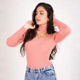 OPEN NECK TOP-PINK