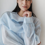 Scarf Collar Shirt- Baby Blue