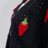 Cropped Strawberry Sweater-Black