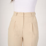 High waist tailored pants-Beige