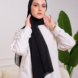 PLAIN CHIFFON SCARF-BLACK