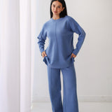 Plain Knit set in blue