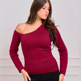 One shoulder basic top - Burgundy
