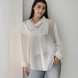 Scarf Collar Shirt- Of white