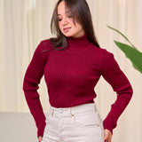 High neckline top - Burgundy