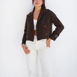 Cropped trench coat - Brown