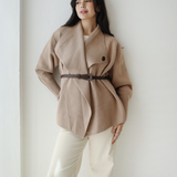 Wrap Cape Cardigan-Beige