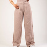 Linen wide-leg pants brown