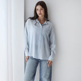 Open Back Lace Shirt- Baby blue
